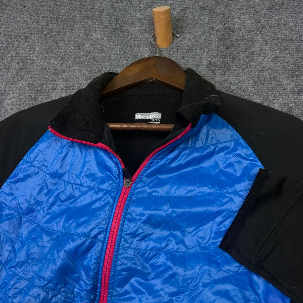 Marmot Hybrid Jacket Womens XL Blue Black Polartec Quilted Insulated 0693